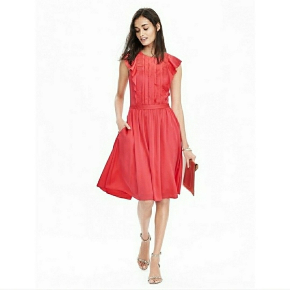 Banana Republic Pintuck Flutter Sleeve Dress